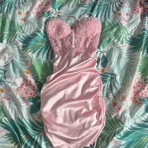 Windsor Pink Lace & Satin Prom Dress